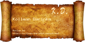 Kollman Darinka névjegykártya